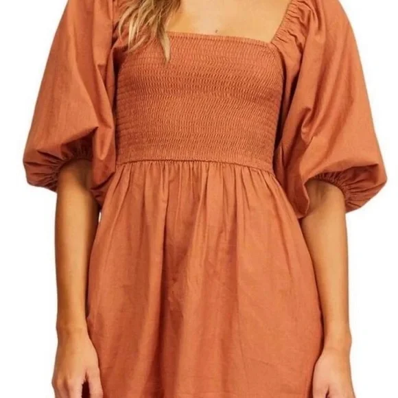 Billabong Terracotta Smocked Dress - Picture 1 of 4